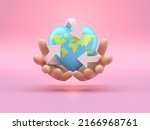 hand holding heart shaped earth.... | Shutterstock . vector #2166968761