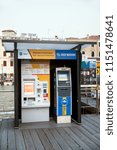 Small photo of Venice, Italy - JUL 02, 2018: Cash machine and self service ticket point of ACTV (the Venice Public Transport Company)