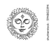 hand drawn sun with face... | Shutterstock .eps vector #594802394