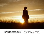 Silhouette Of Happy Young Woman ...