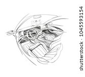 hand drawn automobile interior. ... | Shutterstock .eps vector #1045593154
