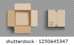 Empty open and closed cardboard box. Isolated on a transparent background. Vector illustration.