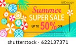 summer super sale banner with... | Shutterstock .eps vector #622137371
