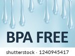 Small photo of liquid plastic droplets. Bisphenol, text BPA FREE plastic drops photo