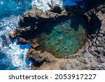 Small photo of Rock pool tourist destination of tenerife canary islands. highlight