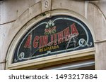 Small photo of Lisbon, Portugal - July 27, 2019: 'A Ginginha', a famous bar dedicated to Ginginha, a traditional Sour Cherry Brandy
