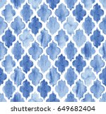 seamless blue watercolor... | Shutterstock .eps vector #649682404