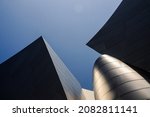 Details of the shapes and lines of the Walt Disney Concert Hall building