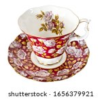 Close Up Of Vintage Red Tea Cup ...