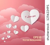 flying paper hearts in a... | Shutterstock .eps vector #125622491