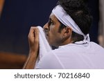 Small photo of Santiago - JANUARY 31: Potito Starace rests during the match against Paul Capdeville, during the first round of the ATP tournament of Santiago, January 31 2011 in Santiago, Chile.