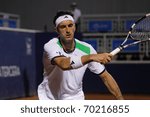 Small photo of Santiago - JANUARY 31: Potito Starace using his forehand during the match against Paul Capdeville, during the first round of the ATP tournament of Santiago, January 31 2011 in Santiago, Chile.