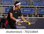 Small photo of Santiago - JANUARY 31: Paul Capdeville ready to serve during the match against Potito starace, during the first round of the ATP tournament of Santiago, January 31 2011 in Santiago, Chile.