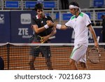 Small photo of Santiago - JANUARY 31: Paul Capdeville of Chile shakes hands with Potito Starace at the end of the match, during the first round of the ATP tournament of Santiago, January 31 2011 in Santiago, Chile.