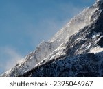 Small photo of AWindy day on Dolomites park of Lavaredo Peaks of Mountain Rudo, Croda dei Rondoi, Torre dei Scarperi, Croda dei Baranci, Cima Piatta Alta, Tre Cime di Lavaredo, view from Versciaco, Dobbiaco
