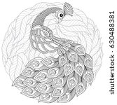 peacock in zentangle style.... | Shutterstock .eps vector #630488381