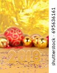 2018 year golden figures and... | Shutterstock . vector #695636161