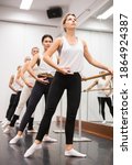 Ballet troupe in lesson in a...