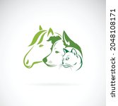 Vector of mammal group design on white background. Horse. Dog. Cat. Animals. Pets. Easy editable layered vector illustration.
