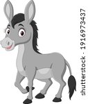 Cartoon Happy Donkey On White...