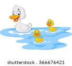 Cartoon Funny Mother Duck With...