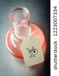 Small photo of Skull and crossbones paper tag labels bottle of poison