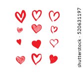 Hand drawn hearts. Design elements for Valentine