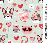 valentine seamless pattern with ... | Shutterstock .eps vector #2112847517