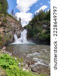 Beautiful Cameron Falls waterfall in Waterton Lakes National Park Canada