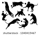 set of cheerful jumping dogs.... | Shutterstock . vector #1340415467