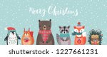 christmas card with animals ... | Shutterstock .eps vector #1227661231