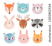 cute woodland characters  bear  ... | Shutterstock .eps vector #1302802534