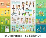 healthy lifestyle infographic... | Shutterstock .eps vector #635850404