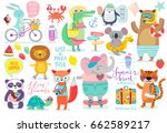 animals hand drawn style ... | Shutterstock .eps vector #662589217