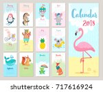 Calendar 2018. Cute Monthly...