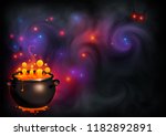 orange bubbling witch brew in... | Shutterstock .eps vector #1182892891
