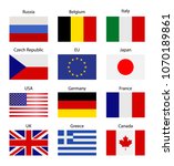 set   table stand with flags.... | Shutterstock . vector #1070189861