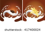 milk splash with chocolate and... | Shutterstock .eps vector #417400024