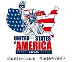 statue of liberty  usa map  ... | Shutterstock .eps vector #450647647