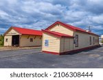 Small photo of CENTRAL OTAGO, NEW ZEALAND, JANUARY 30, 2020: Train station at Middlemarch on course of Central Otago Railway bicycle trail in New Zealand