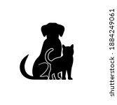 outline pets cat with dog ... | Shutterstock . vector #1884249061