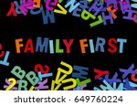 colorful family first words... | Shutterstock . vector #649760224