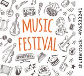 music festival card. hand drawn ... | Shutterstock .eps vector #496533241