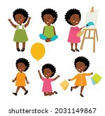 big set with an afro american... | Shutterstock .eps vector #2031149867