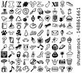 100 mix hand drawn icons   | Shutterstock .eps vector #148861661