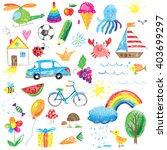 kids drawings collection | Shutterstock .eps vector #403699297