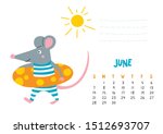 June. Vector Calendar Page With ...
