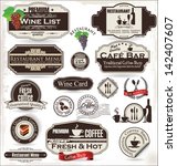 label set for restaurant and... | Shutterstock .eps vector #142407607