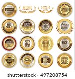 golden badges retro vintage... | Shutterstock .eps vector #497208754