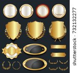 gold and silver shields laurel... | Shutterstock .eps vector #732132277